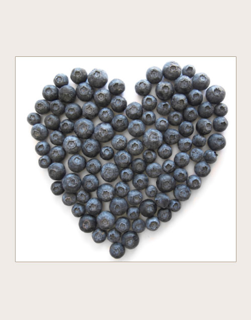 Blueberries in heart shape