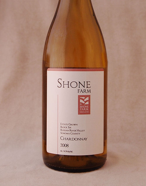 wine bottle with shone farm logo